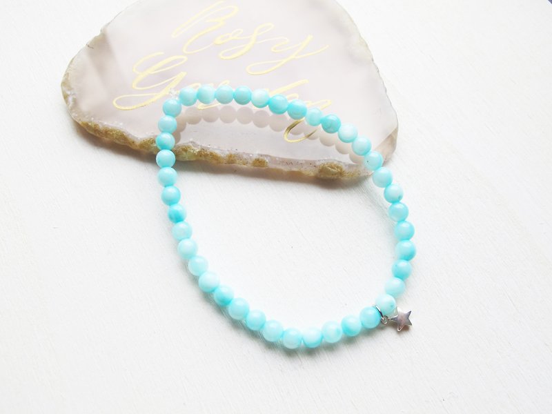 Rosy Garden sky blue shell beads bracelet - Bracelets - Other Materials Blue