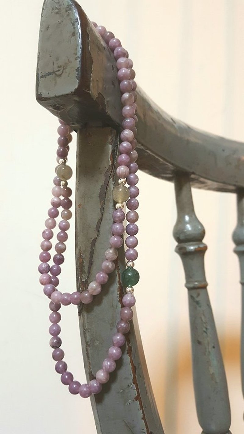 108 series】 lilac / purple mica rosary 6mm - Bracelets - Gemstone Purple