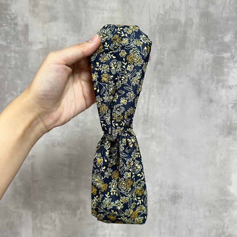 手工髮帶 / 青藍復古 / 手繪花 / 女裝 - 髮夾/髮圈 - 棉．麻 藍色