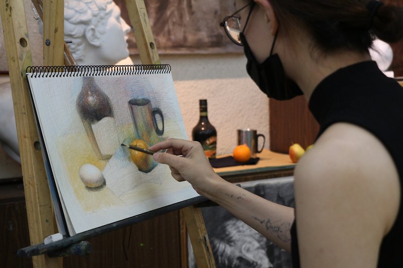 Still life sketching with colored pencils (single class experience) - Illustration, Painting & Calligraphy - Paper 