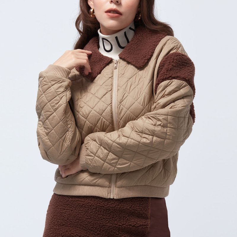 REBOOT - Graphene Cotton Patchwork Quilted Jacket - Meadow Brown - Women's Casual & Functional Jackets - Polyester Khaki
