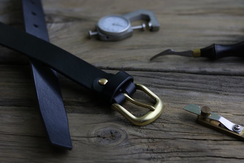 Handmade belt/35mm/suitable for men and women/Father's Day gift/black/ Bronze - เข็มขัด - หนังแท้ สีดำ