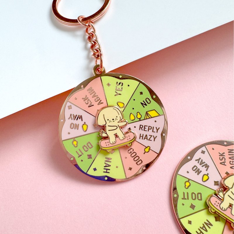 Decision Maker Spinning Enamel Keychain - Skateboard Dog - 吊飾/掛飾 - 其他金屬 