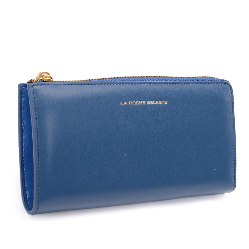 LaPoche Secrete:時尚女孩的L型牛皮夾_鸚鵡藍 - 銀包 - 真皮 藍色