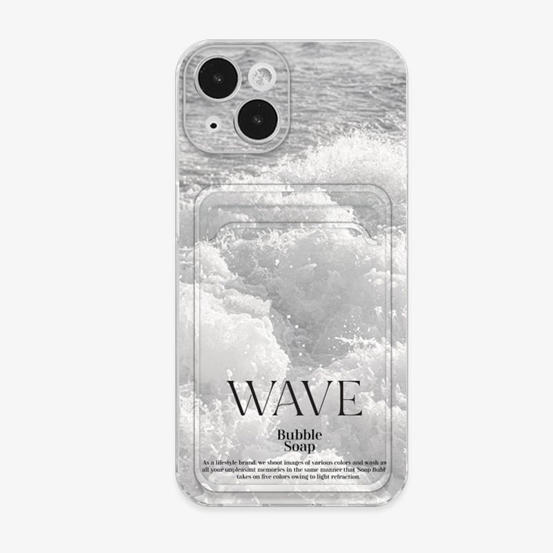 (full cover card case) wave - Phone Cases - Other Materials White