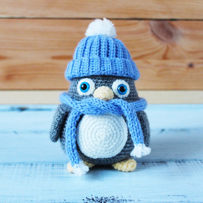 Crochet penguin toy amigurumi animals, Stuffed bird amigurumi crochet doll - Stuffed Dolls & Figurines - Acrylic Gray