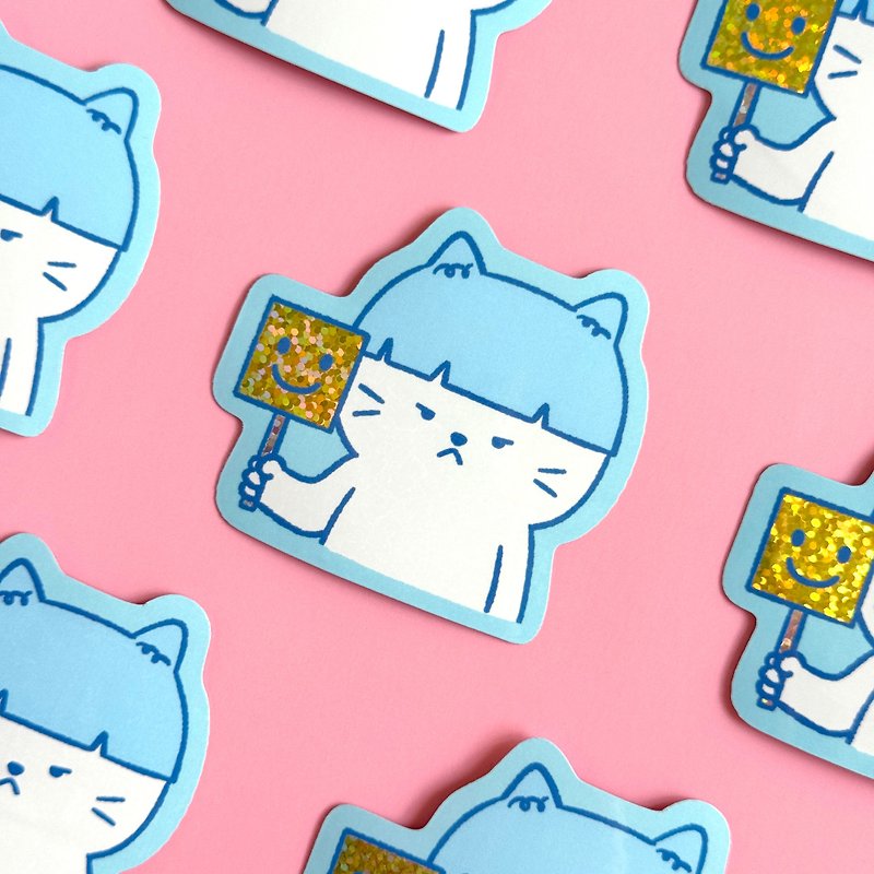 Glitter Sticker - Grumpy Cat - 貼紙 - 防水材質 
