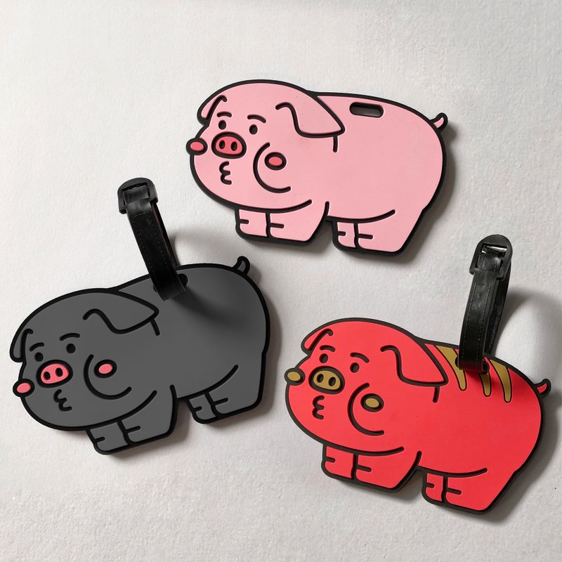 cheeky cheeky thick-faced piggy money poppy travel luggage tag charm (three colors included) - ป้ายสัมภาระ - ซิลิคอน ขาว