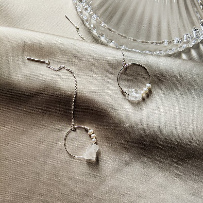 Practice Fine Net-925 Sterling Silver Braided Long Chain Earrings - Earrings & Clip-ons - Sterling Silver Transparent