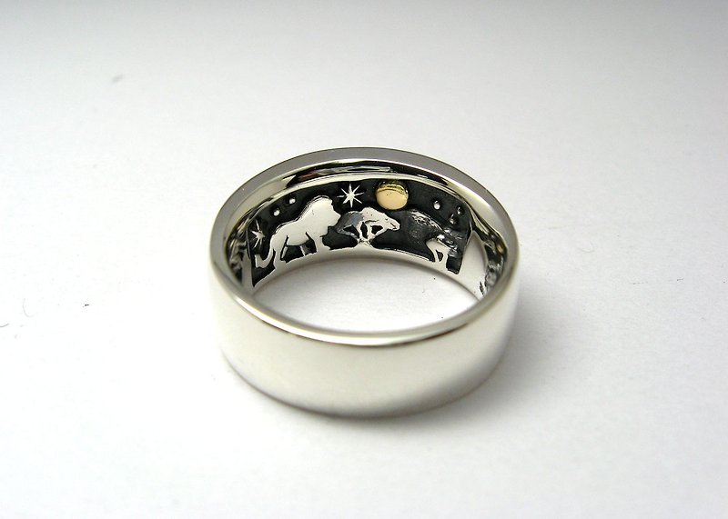 シルバーリング　同じ月を見てた　－ライオン－ - 戒指 - 純銀 銀色