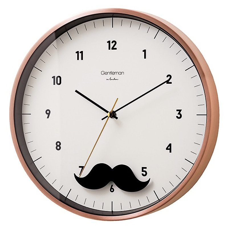 Mustache- 鬍子先生搖擺掛鐘(玫瑰金) - 時鐘/鬧鐘 - 其他金屬 金色