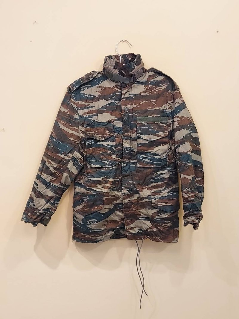 希臘公發 蜥蜴迷彩厚版軍用老夾克D款 附內裏   經典迷彩 - 男夾克/外套 - 棉．麻 綠色