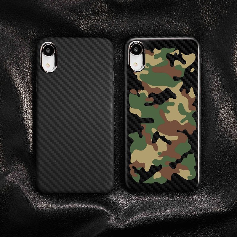 【Apple新品】防彈纖維保護殼 iPhone XR - 叢林迷彩 - 手機殼/手機套 - 碳纖維 黑色