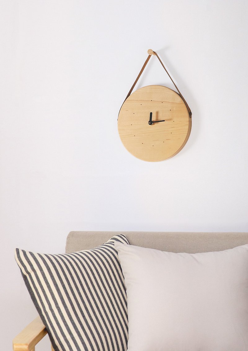 [Jeantopia] Zhiyin selection solid wood wall clock leather wall clock | 1150843 - Clocks - Wood 