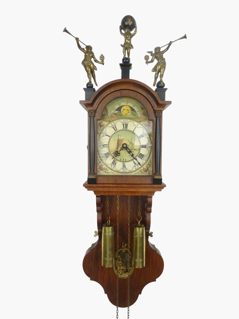 Antique Vintage Friesian Dutch Wall Clock 8 day (Warmink Wuba era) - 時鐘/鬧鐘 - 木頭 咖啡色