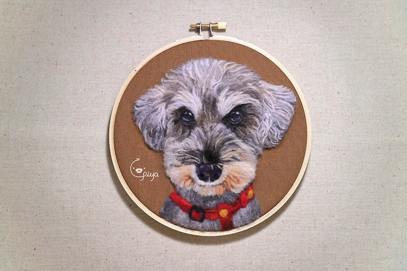 ペットのリアルな羊毛フェルト絵画吊り下げ飾りカスタマイズされた犬 - チャーム - ウール 