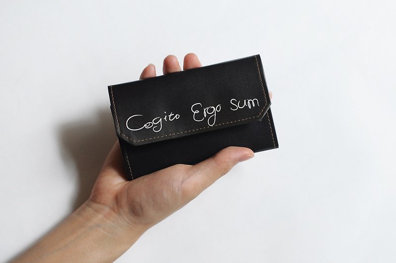 1983ER new small paper bag / purse cards - text series -Cogito, ergo sum cogito ergo sum - กระเป๋าใส่เหรียญ - กระดาษ สีดำ