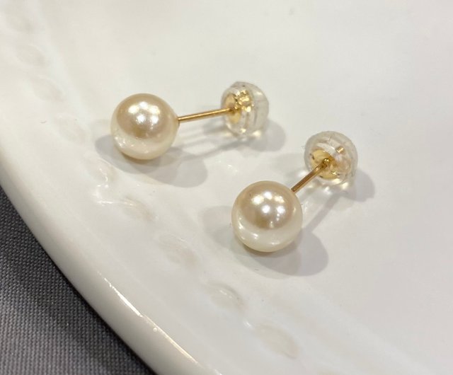 K18 GOLD】18金 6mm 泉州 貝パール ピアス 18KP4 6月誕生石 - ショップ