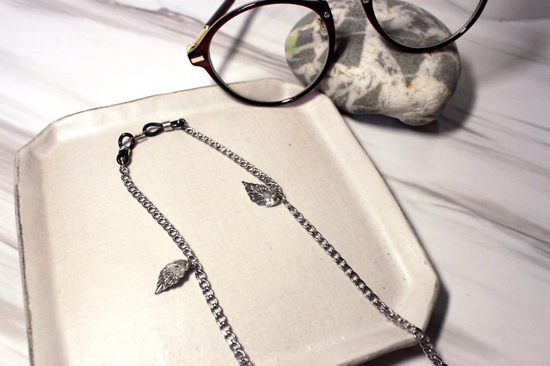 Leaf Stainless steel glasses chain - Glasses & Frames - Other Metals Silver