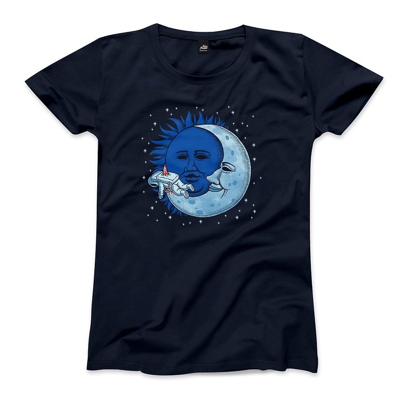月亮惹的禍 - 藏青 - 女版T恤 - 女 T 恤 - 棉．麻 藍色