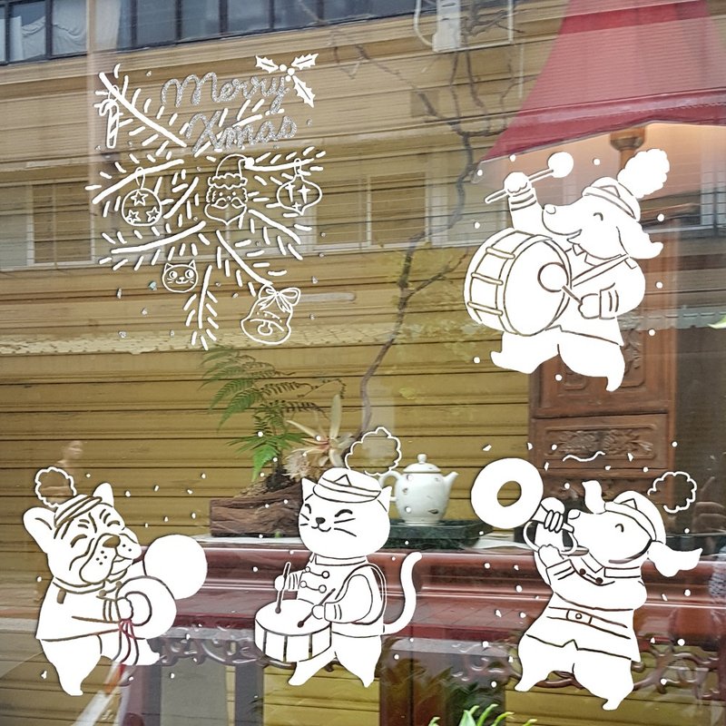 Christmas Static Stickers-Xmas Parade Christmas Parade Band - Wall Décor - Waterproof Material White