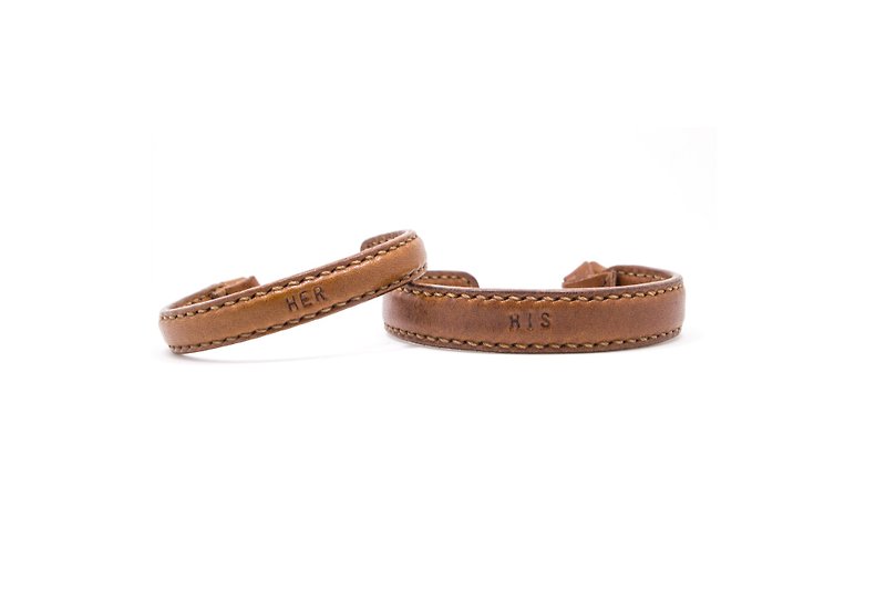Leather Bangle / Couple Bangle / Brown / Leather / Accessories / Bracelet - Bracelets - Genuine Leather Brown
