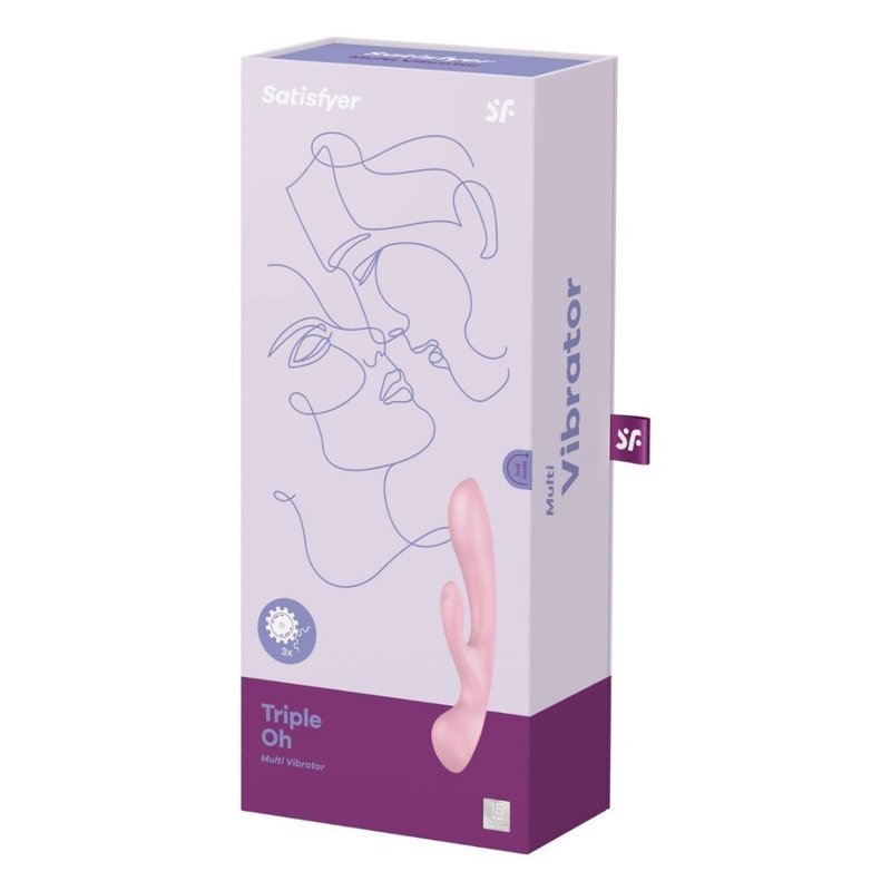 Triple Oh - Dual-Head Rabbit Vibrator - Adult Products - Silicone Multicolor