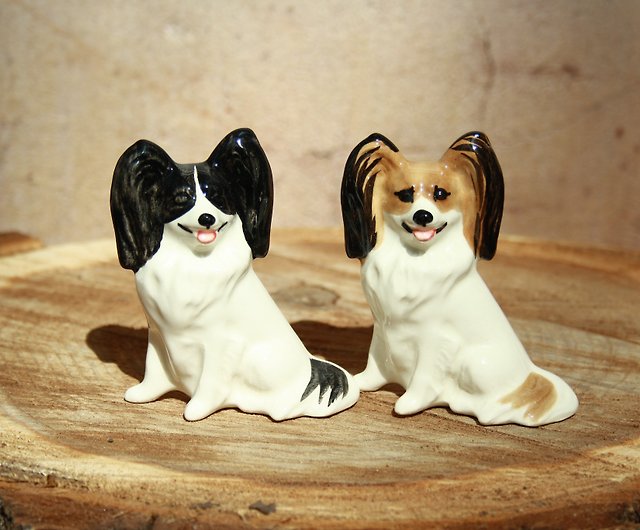 手作りのパピヨン犬の置物陶器 彫像磁器 ショップ Artdogs 置物 Pinkoi