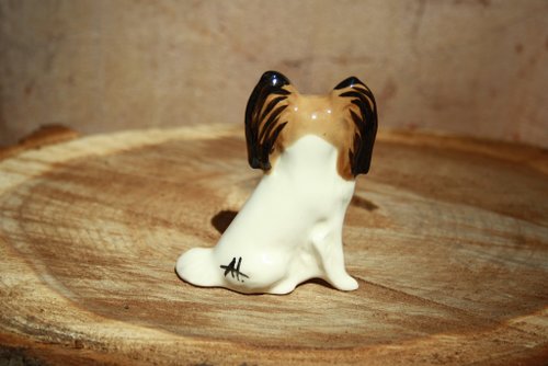 手作りのパピヨン犬の置物陶器、彫像磁器 - ショップ ArtDogs 置物 