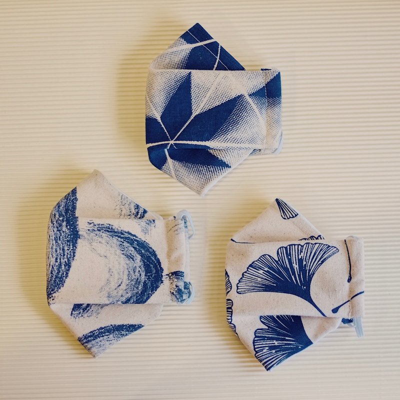 Korea style Printed fabric handmade mask - 口罩/口罩收納套 - 棉．麻 藍色