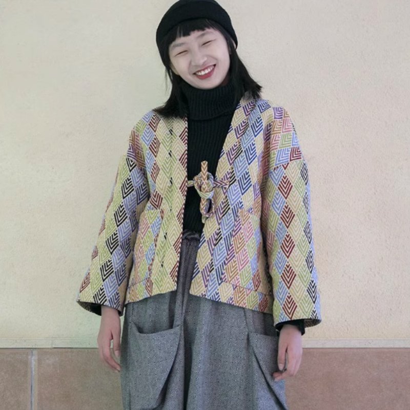 日式和風 菱形圖案羽織道袍 - 女上衣/長袖上衣 - 其他材質 多色