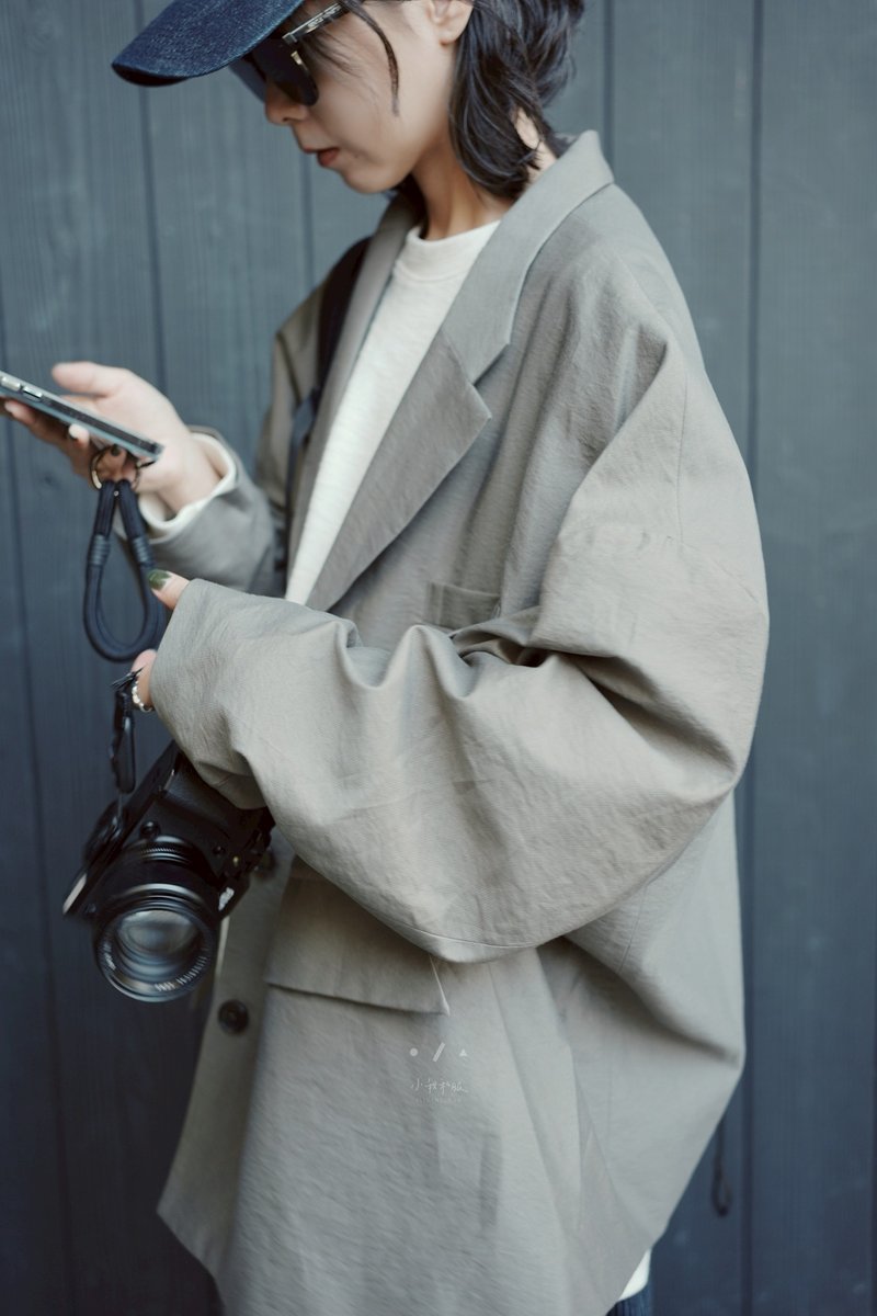 ふんわりクロワッサンライト コクーンジャケット - ジャケット - コットン・麻 グレー