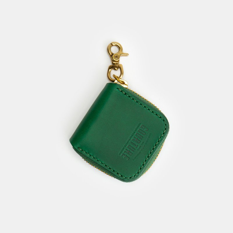 GOURTURE - MINI Square Zipper Coin Purse/Mini Square Bag [Pine Flower Green] - กระเป๋าใส่เหรียญ - หนังแท้ สีเขียว