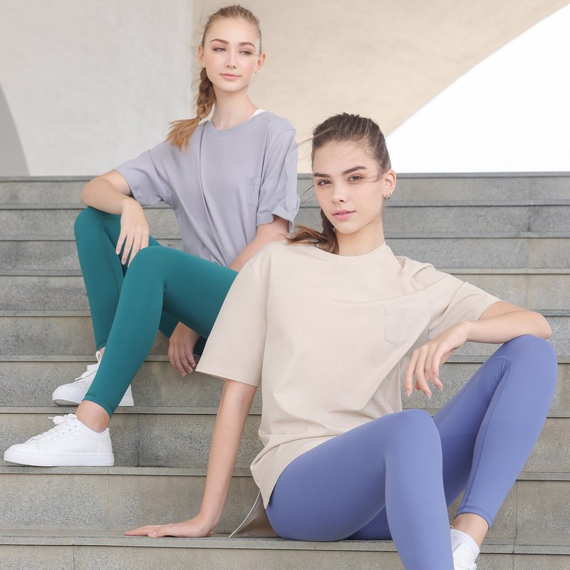 【Loopa】Essential Short Sleeve Tshirt / Women Daily Active Yoga Pilates Top - เสื้อยืดผู้หญิง - ผ้าฝ้าย/ผ้าลินิน สีดำ