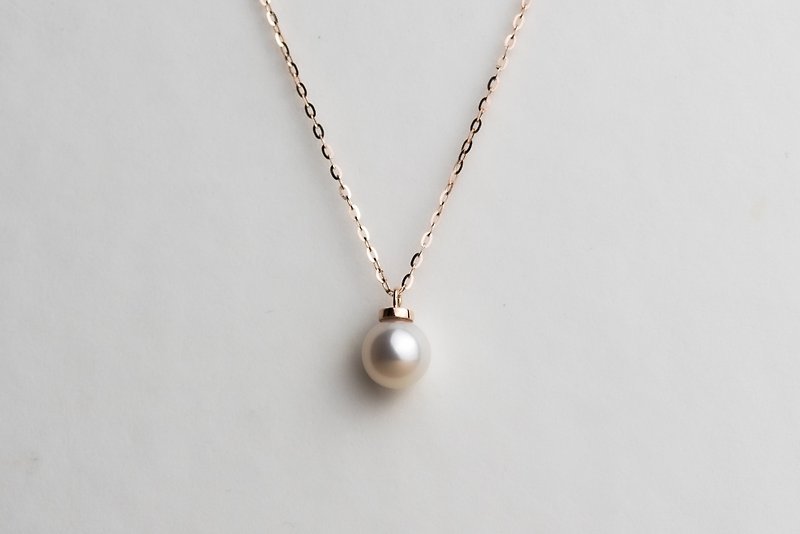 【Princess】14K Gold Pearl Pendant Diamond Necklace . VS1 Diamond - สร้อยคอ - ไข่มุก สีทอง