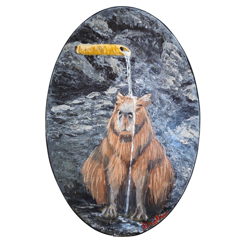 水豚放鬆動物畫原創牆面藝術手繪 作者 RinaArtSK - 壁貼/牆壁裝飾 - 其他材質 多色