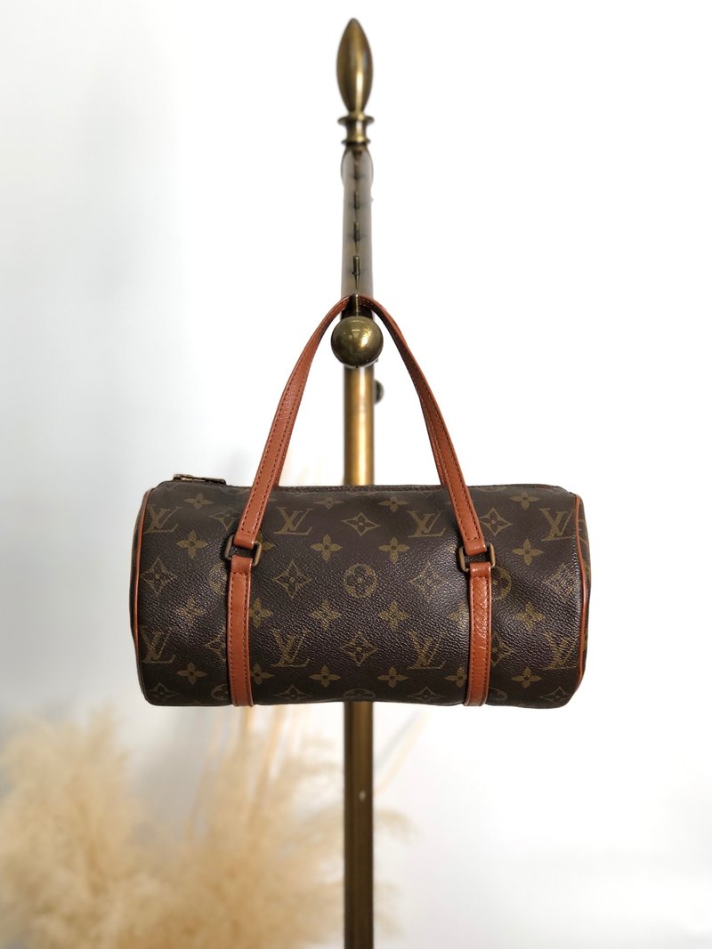 【 日本直送　名牌中古包 】LOUIS VUITTON モノグラム ハンドバッグ ブラウン PVC レザー パピヨン26 ロールバッグ オールド m5my8g - 手提包/手提袋 - 防水材質 咖啡色