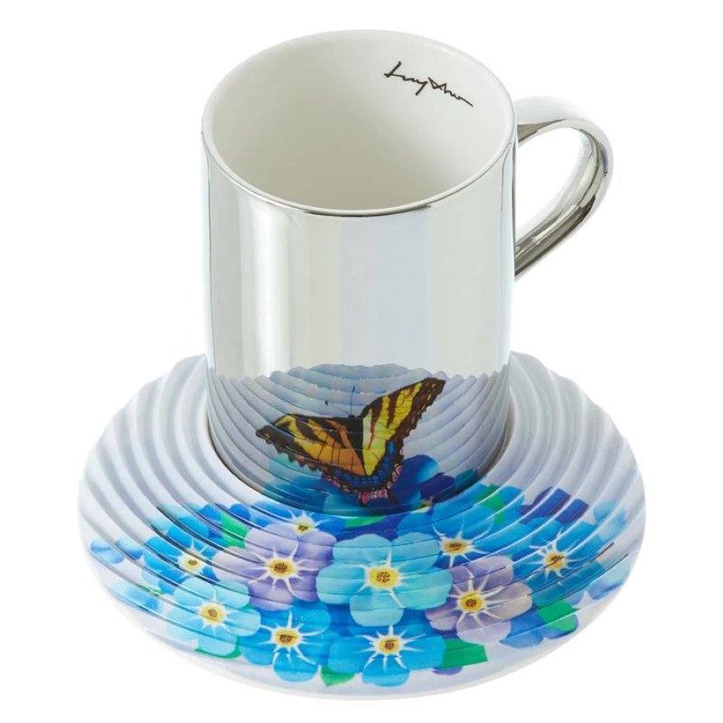 LUYCHO On Flowers Series Tiger Butterfly (Tall Cup 350ml) - Teapots & Teacups - Pottery 