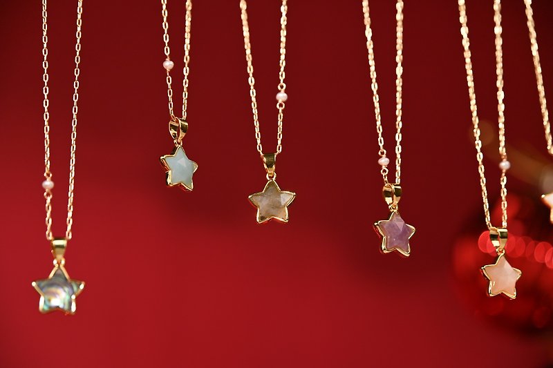 Star Sterling Silver Necklace / Pearl Labradorite Sunstone Stone JIEGEM Sister Jewelry - Necklaces - Semi-Precious Stones Multicolor