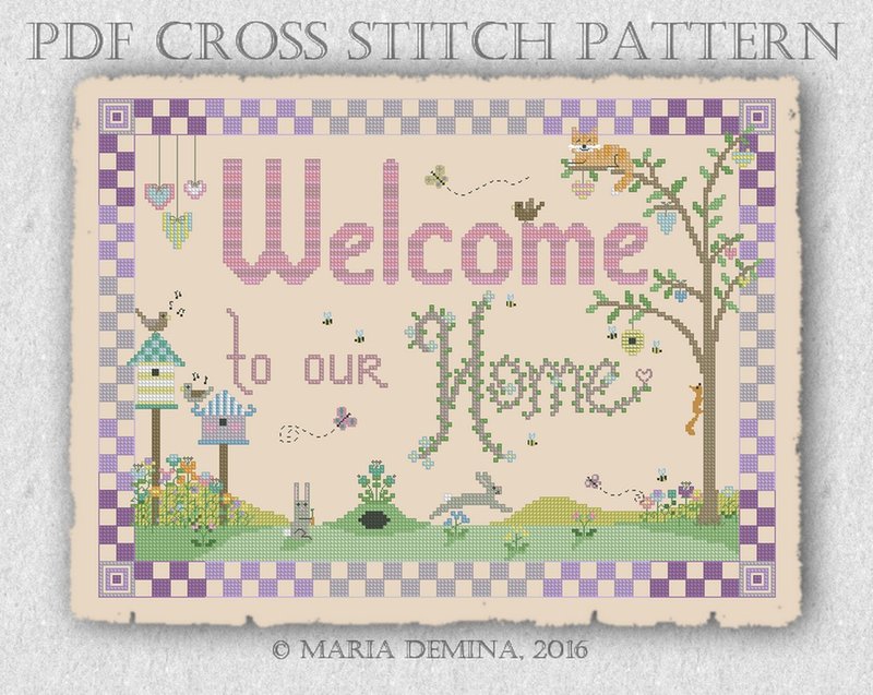 Welcome To Our Home PDF cross stitch pattern - คอร์สงานฝีมือ/หนังสือคู่มือ - วัสดุอื่นๆ 