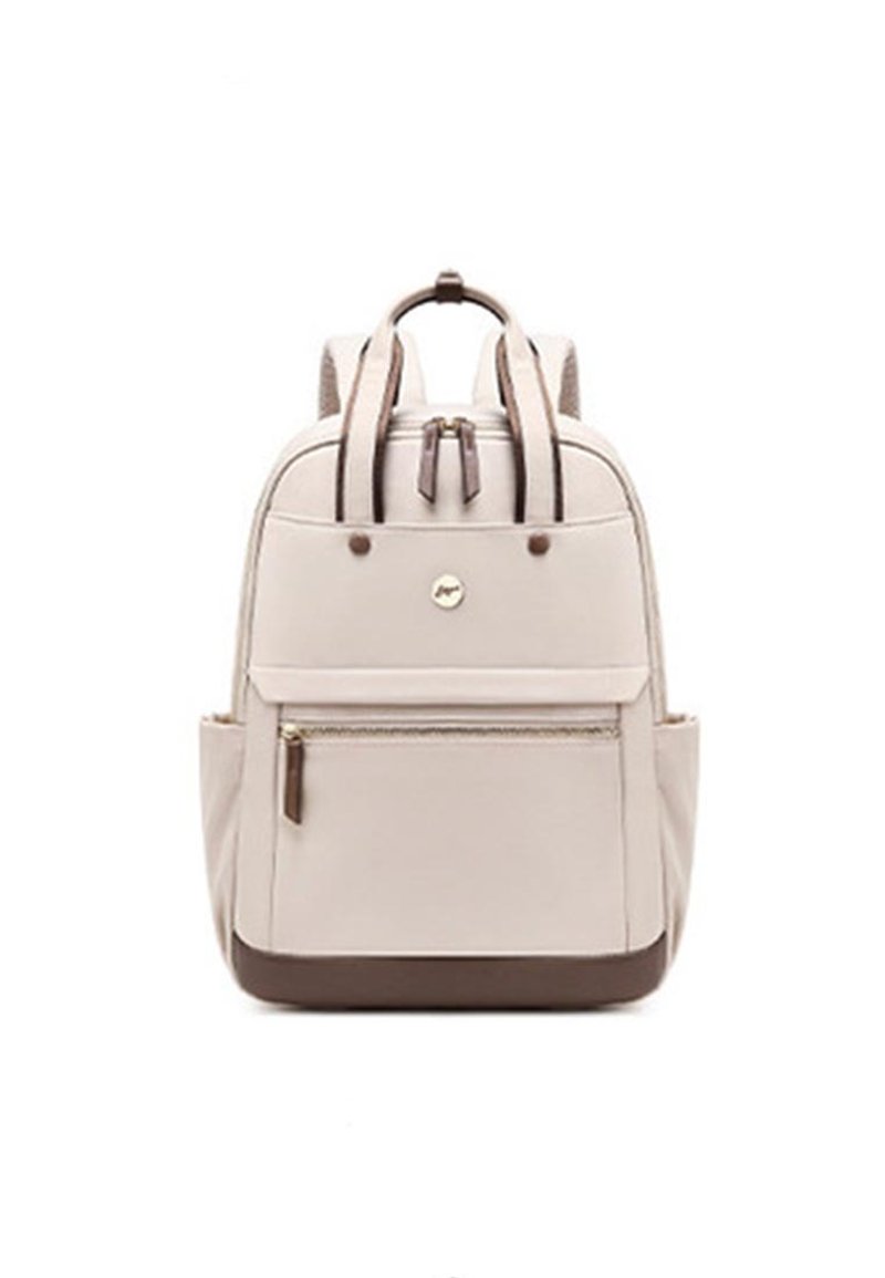 Women Travel Business Backpack A6118 Beige - กระเป๋าเป้สะพายหลัง - วัสดุอีโค สีกากี