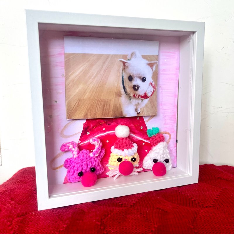 The Most Beautiful Christmas Gift. Christmas Photo Frame. 3D Photo Frame. Christmas Crochet. Pink Version - Picture Frames - Other Materials Multicolor