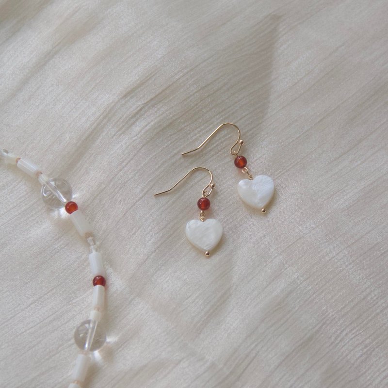 First Heart Love Shell Earrings 3 Colors - Earrings & Clip-ons - Crystal White