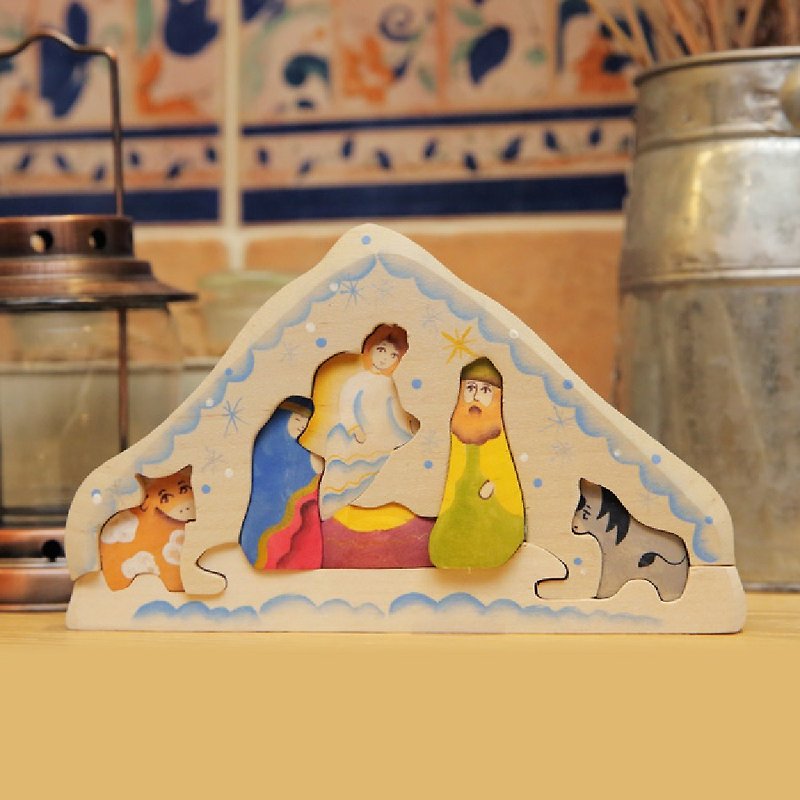 [Selected Gifts] Chunmu Fairy Tale Russian Building Blocks 3D Puzzle Series: White Christmas - ของเล่นเด็ก - ไม้ สีแดง