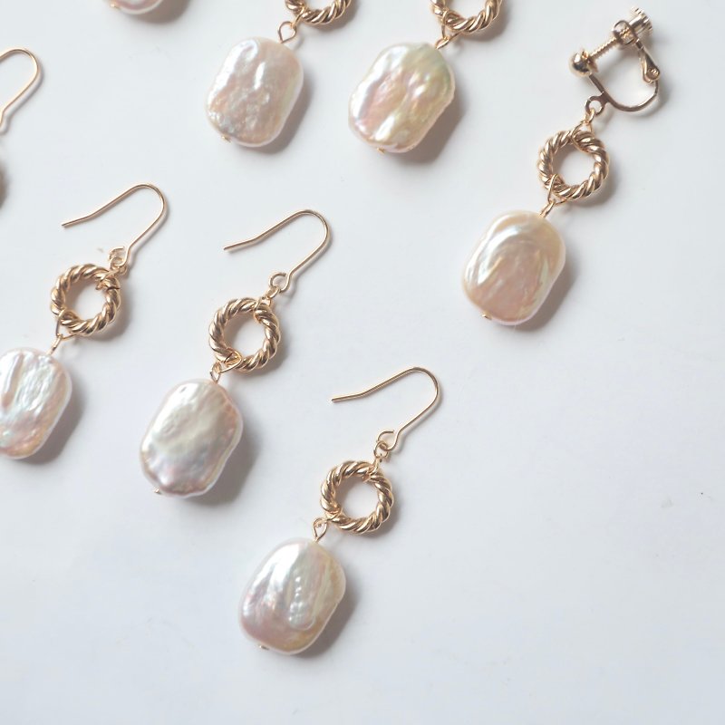 square baroque pearl - Earrings & Clip-ons - Pearl White