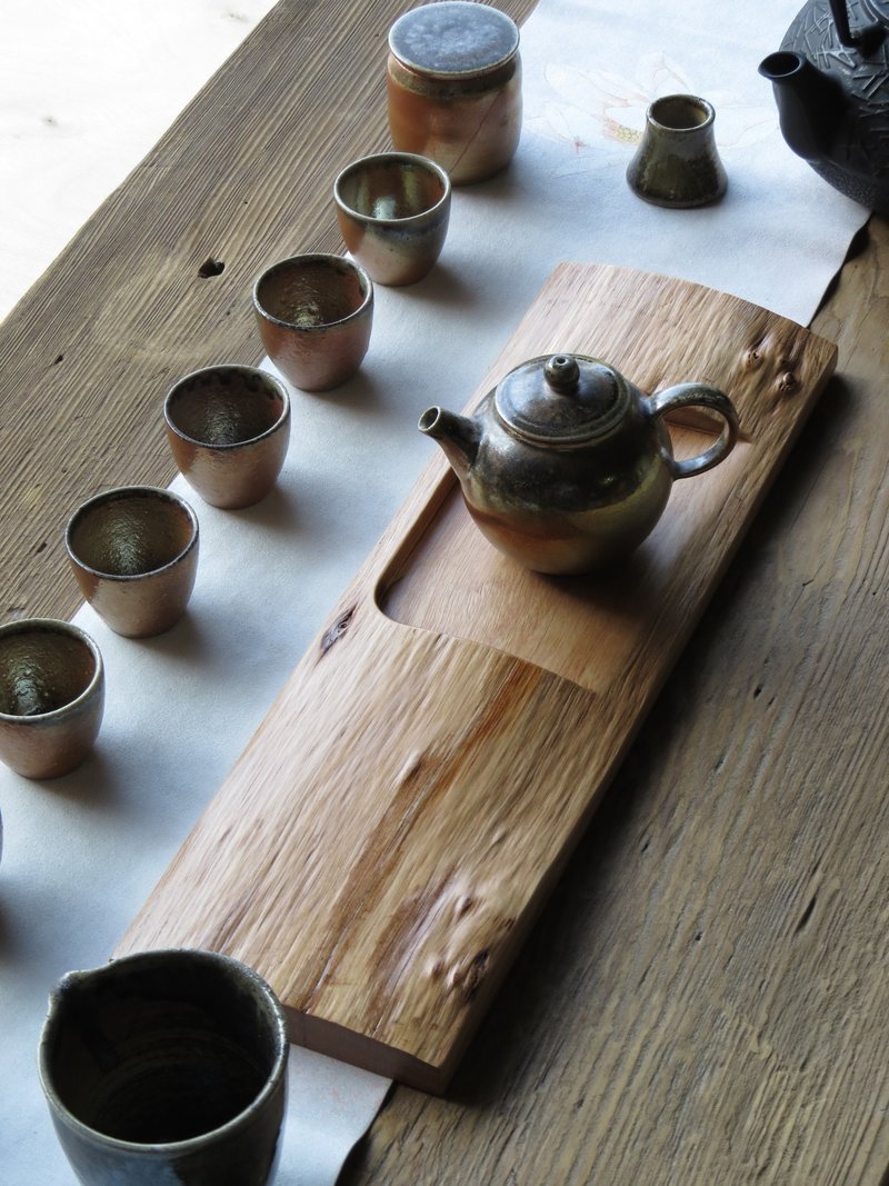 HO MOOD deconstruction series - handmade log tea tray - ที่รองแก้ว - ไม้ สีนำ้ตาล