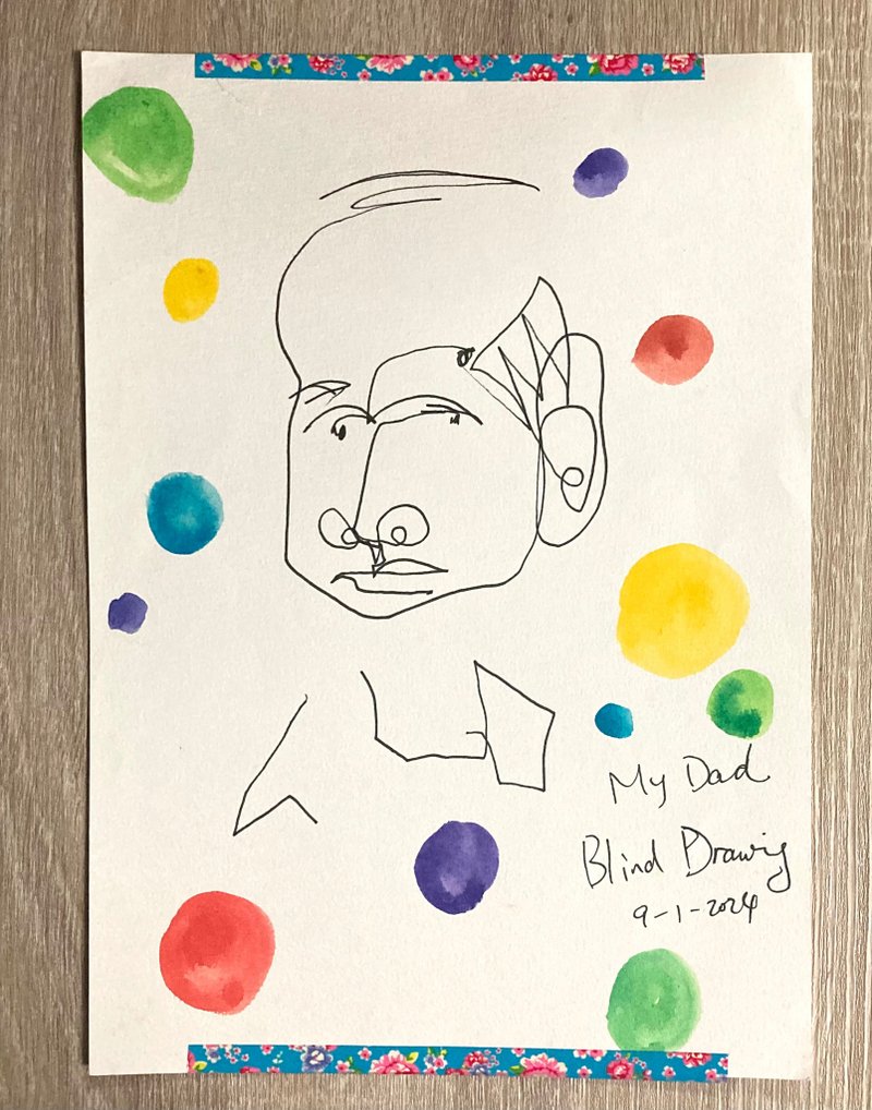 盲繪Blind drawing 人像/客制/人像畫/藝術創作 - 似顏繪/客製畫 - 紙 多色