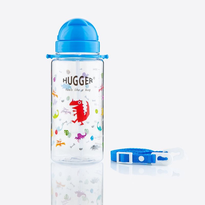 HUGGER 兒童吸管水壺550ml Tritan 附背帶可拆 酷比龍/恐龍可成套 - 寶寶/兒童餐具/餐盤 - 其他材質 藍色