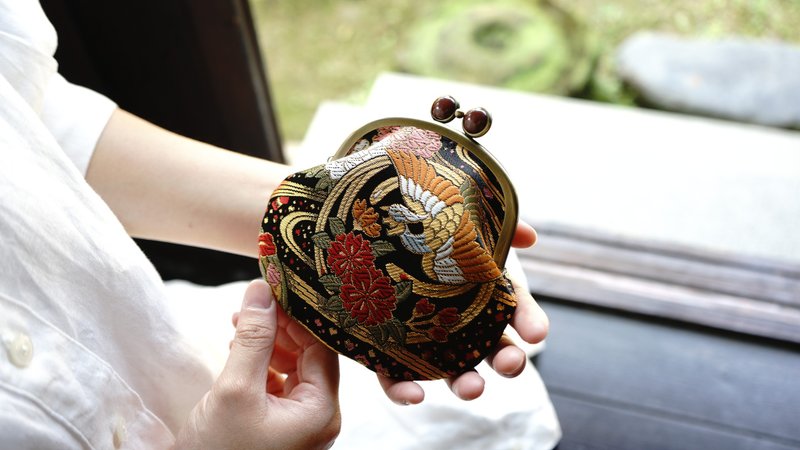 *母親節精選*金襴鳳凰丸紋青蛙眼口金包 - 皮夾/長短夾/錢包 - 其他材質 