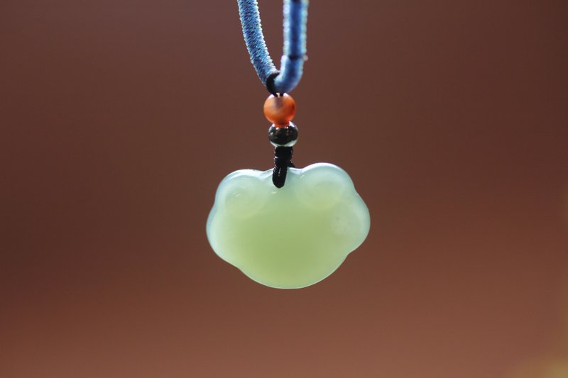 天然和田玉 如意ペンダント 平安錠ネックレス 万事如意チャーム 彼女や子供への贈り物 - ネックレス - 翡翠 グリーン